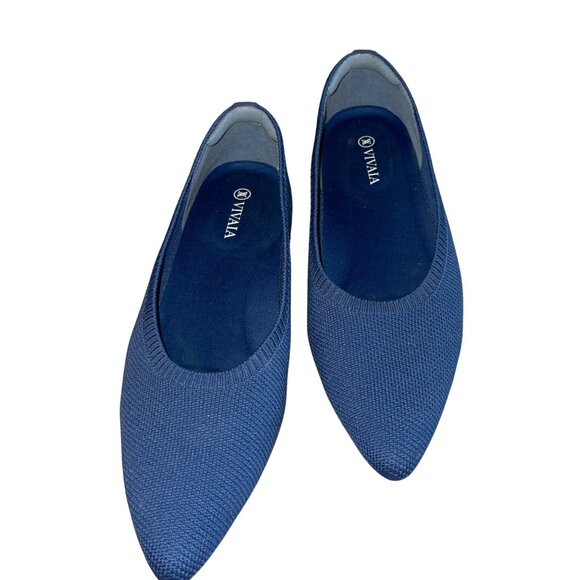 VIVAIA Aria Womens Size 39 Navy Blue Knit Pointed Toe Ballet Flats Casual - Picture 8 of 8